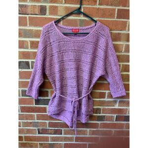Elle Purple Knit Tie Waist Sweater Top S